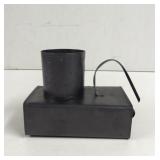 Black Primitive Metal Candle Holder with candle
