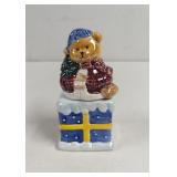 Christmas Teddy Bear And Present Salt and Pepper