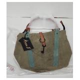 New Mona B Upcycled canvas leather tote