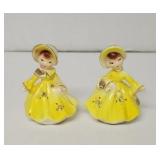 Vintage Enesco golden girls in yellow dress salt