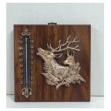 A&F 3D Deer/Elk Thermometer Wood Wall Hanging
