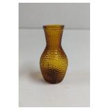 Vintage Amber Glass Hobnail Miniature Vase