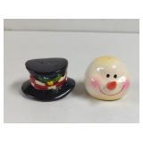 Snowman Head And Top Hat Salt and Pepper Shakers