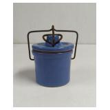 Vintage Blue Crock with Lid