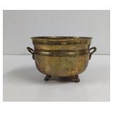 Vintage Footed Brass Handled Planter