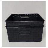 Square black storage totes