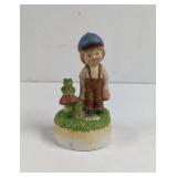 Vintage Boy With Frog On Mushroom Music Box Works