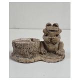Plaster Frog and Stump Planter