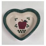 Country Apple Heart Stoneware Green Rim Bowl