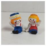 Vintage Plastic Raggedy Ann and Andy Salt and