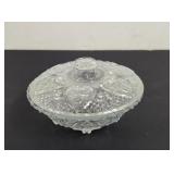 Vintage Pressed Heart Floral Glass Candy Dish