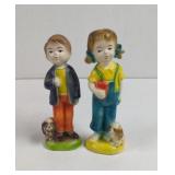 Vintage Norleans Boy And Girl With Puppies