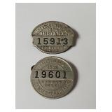 Vintage Indiana Licensed Chauffeur pins 1934 and