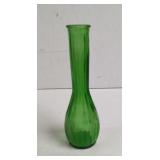 Emerald Green Ribbed Glass Vase