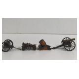 Vintage Brass/Cast Cannons ,cart and Car