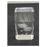 3D Laser Etched Swans/Ducks Family Glass