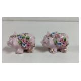 Vintage Norcrest Porcelain Floral Pigs  Salt and
