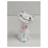 Vintage Hand Painted Cat with Bow Figurine