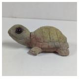 Decorative Concrete Turtle with Red Marble Eyes