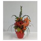 Orange Pitcher Vase With Fall Foliage