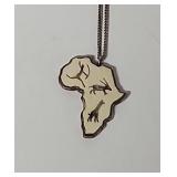 Sterling Silver Map of Africa Hunter Giraffe
