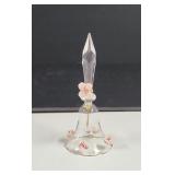 Vintage Crystal Bell with applied pink roses