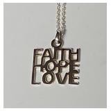 Sterling Silver Faith Hope Love pendant on
