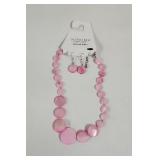 Pink shell necklace with earrings new
