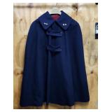Vintage Wool Nurses Cape navy blue with red