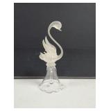 Vintage Blown glass frosted Swan Bell has chip as