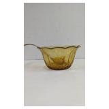 Vintage Amber Glass Punch Bowl With Plastic Ladle