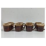 Vintage Brown Driped Glazed Coffee Mugs 8 Total