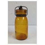 Vintage Globe Honey Amber Glass Tabcoo Jar with