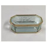 Vintage Hexagon Brass Beveled Glass Mirrored