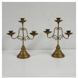 Brass 3 arm Candelabras