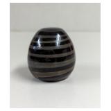 Hand Blown Black with Gray Swirl Glass