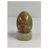 Onyx Green and Brown Egg with Stand