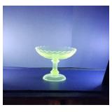 EAPG Scalloped rim pedestal compote UV WITH 365NM