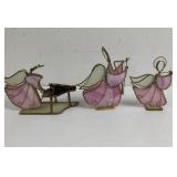Vintage Stained glass Musical Angels Figures