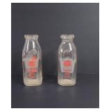Meadow Gold Pint Milk Bottles,  one is vintage