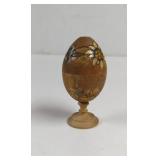 Vintage Wood Hand Carved and Painted Egg on Stand