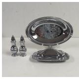 Decorative Silver Tone Salt and Pepper