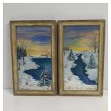 1963 Hand Painted Canvas scenery Signed MaMaw