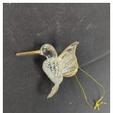 Vintage Hand Blown Glass Hummingbird Gold Accents