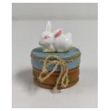 Vintage Wooden Hand Painted Easter Bunny Trinket