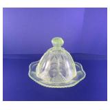 Vintage UV 365 NM Pressed Glass covered butter
