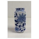 Vintage Blue and White Floral Porcelain Vase