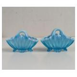 Vintage Davison Blue Pearline Glass Baskets One