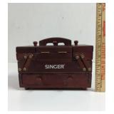 Vintage Singer Wooden Sewing Box With Thread