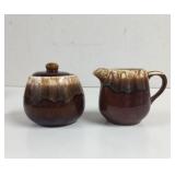 Vintage MCP Brown Driped Glazed Sugar and Creamer